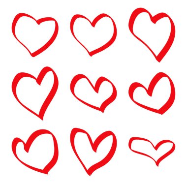 Kırmızı kalpler el çekilmiş