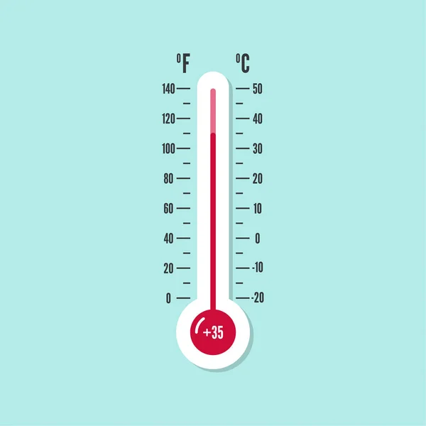 Termómetro meteorológico com Celsius, Fahrenheit — Vetor de Stock