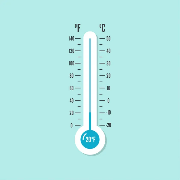 Termómetro meteorológico com Celsius, Fahrenheit — Vetor de Stock