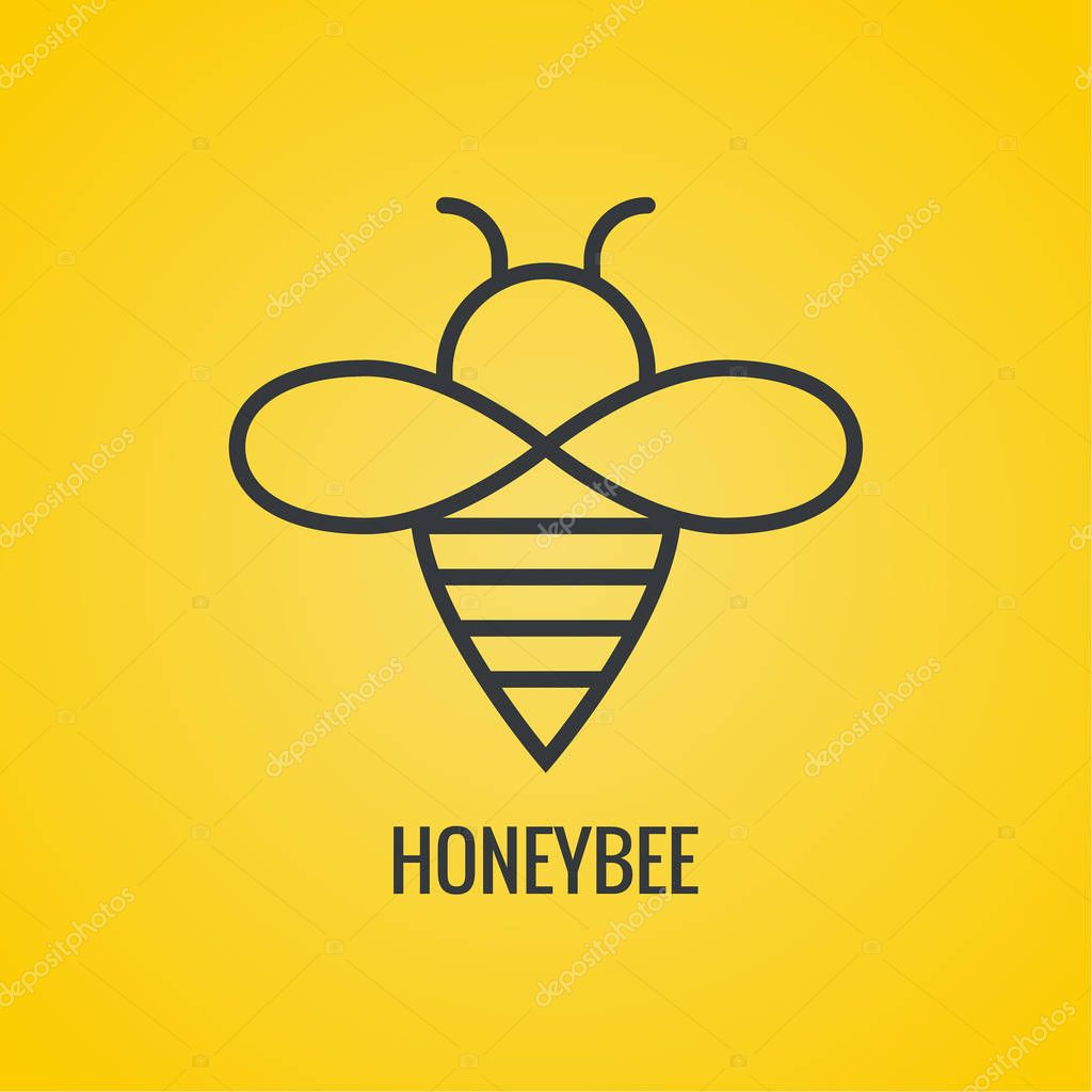 Vector icon honey bee. Logo flying honeybee. Insect. Bumblebee isolated illustration. Contemporary modern style design.