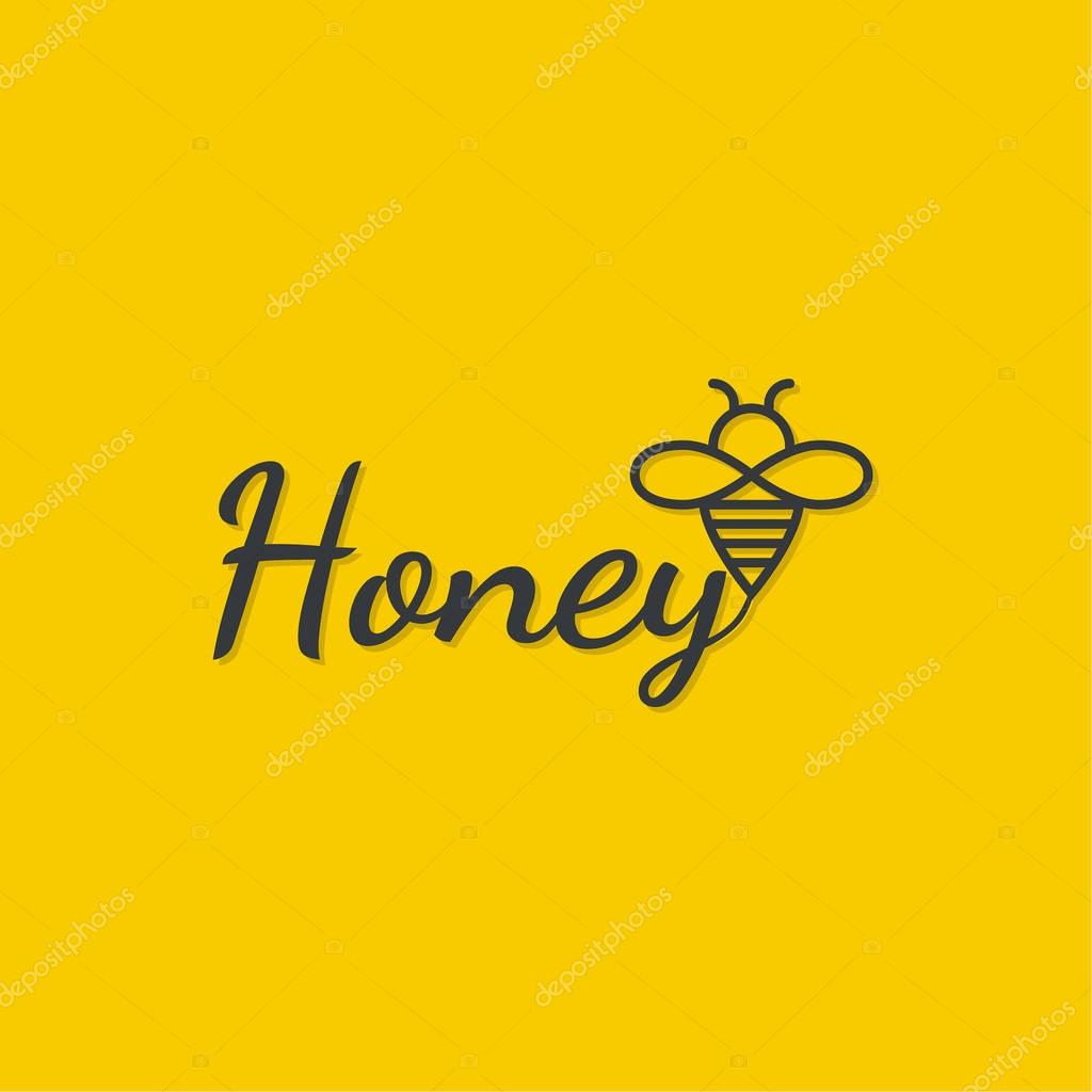 Vector icon honey bee. Logo flying honeybee. Insect. Bumblebee isolated illustration. Contemporary modern style design.