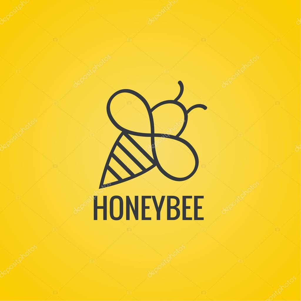 Vector icon honey bee. Logo flying honeybee. Insect. Bumblebee isolated illustration. Contemporary modern style design.