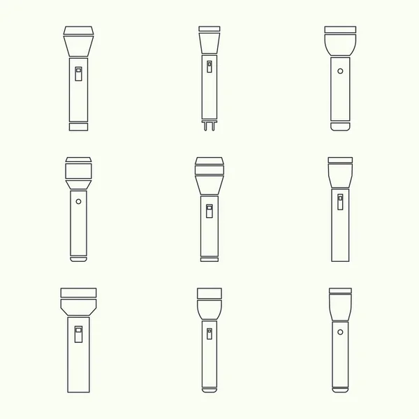 Establecer iconos vectoriales lámpara de mano . — Vector de stock