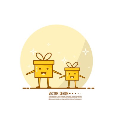 Trendy vektör simge giftbox şeritler.