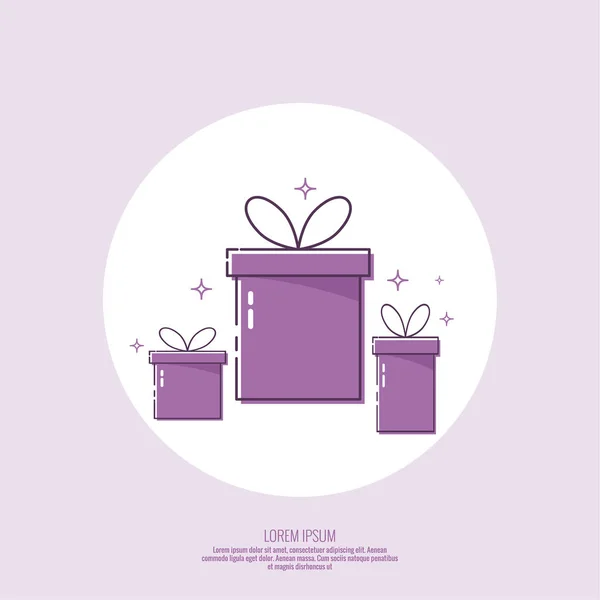 Trendy vector icon giftbox with ribbons. — Stock Vector