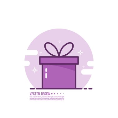 Trendy vektör simge giftbox şeritler.