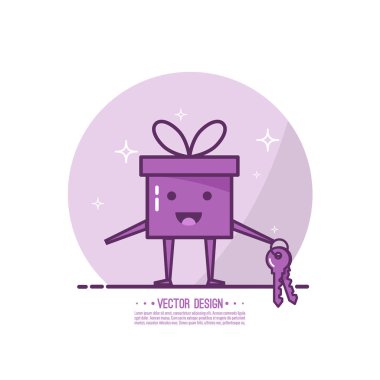 Trendy vektör simge giftbox şeritler.