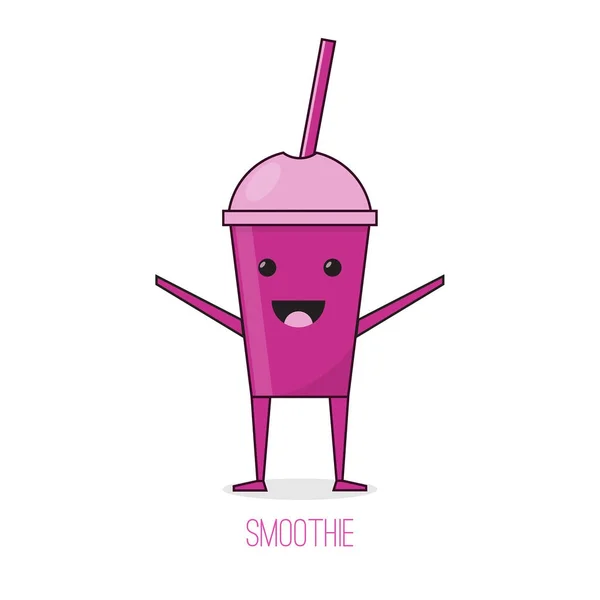 Smoothies de fruits de dessin animé mignon dans des tasses . — Image vectorielle