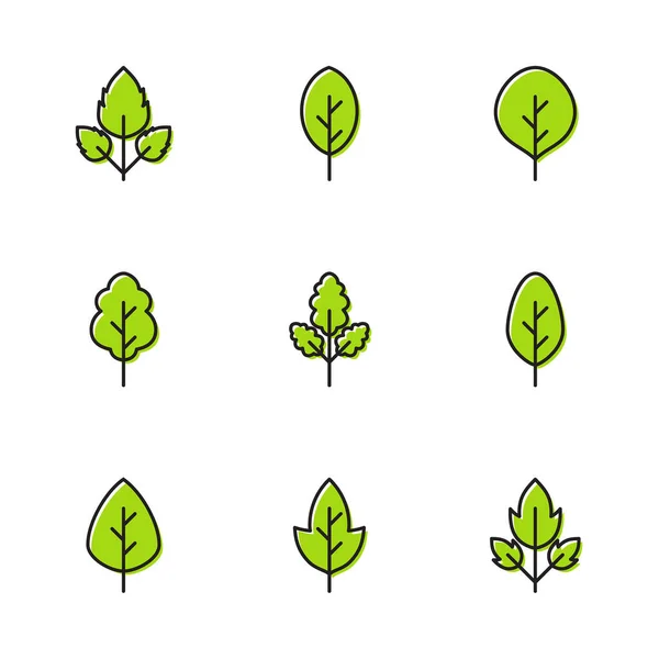 Set simple leaf icons — Stock Vector