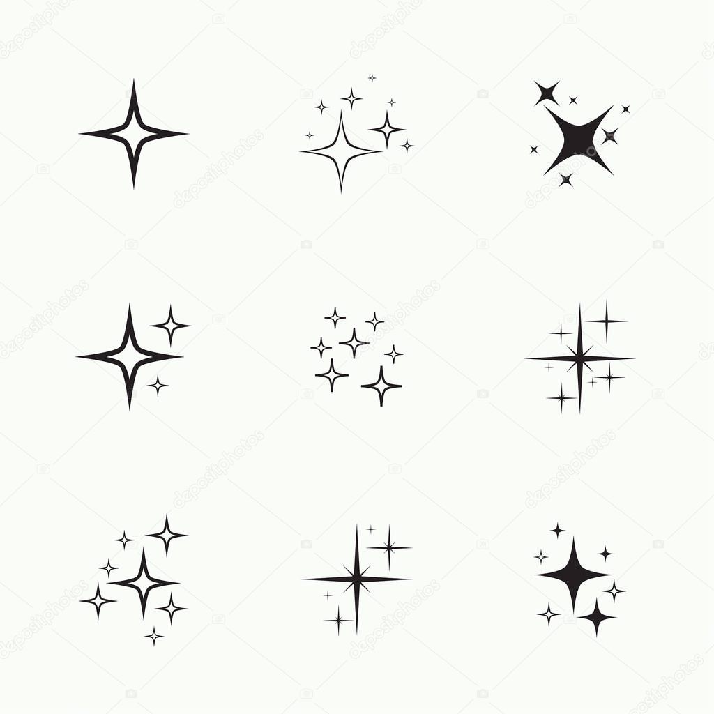 Set of vector stars sparkle.