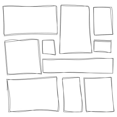 Serbest el çizilmiş şekil kümesi.