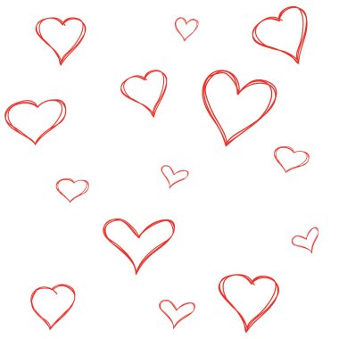 Kırmızı kalpler el çekilmiş.