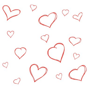 Kırmızı kalpler el çekilmiş.