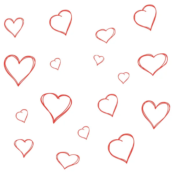 Hand drawn red hearts. — Stock Vector