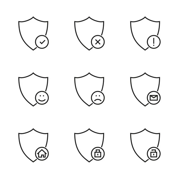 Ensemble d'icônes de sécurité linéaires. — Image vectorielle