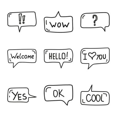 Doodle tarzı konuşan kabarcıklar.