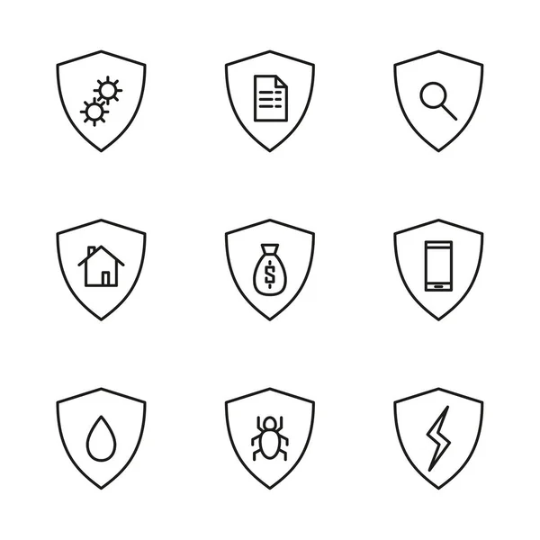 Conjunto de iconos de seguridad lineales . — Vector de stock