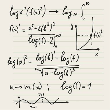 Matematiksel formüllerle vektör arkaplanı.