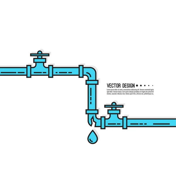 Tekoucí vodní potrubí. — Stockový vektor