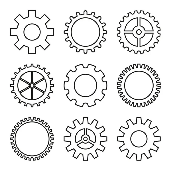 Icons of gear wheel — Stock Vector