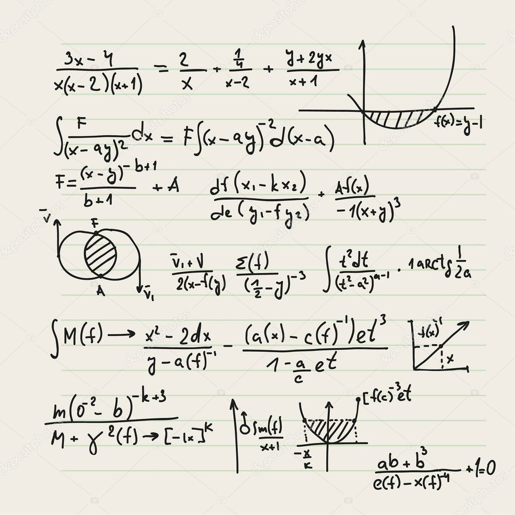 Vector background with formulas.