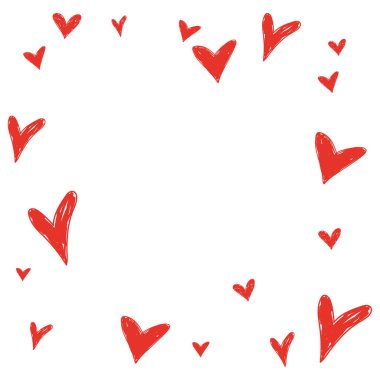 Kırmızı kalpler el çekilmiş.