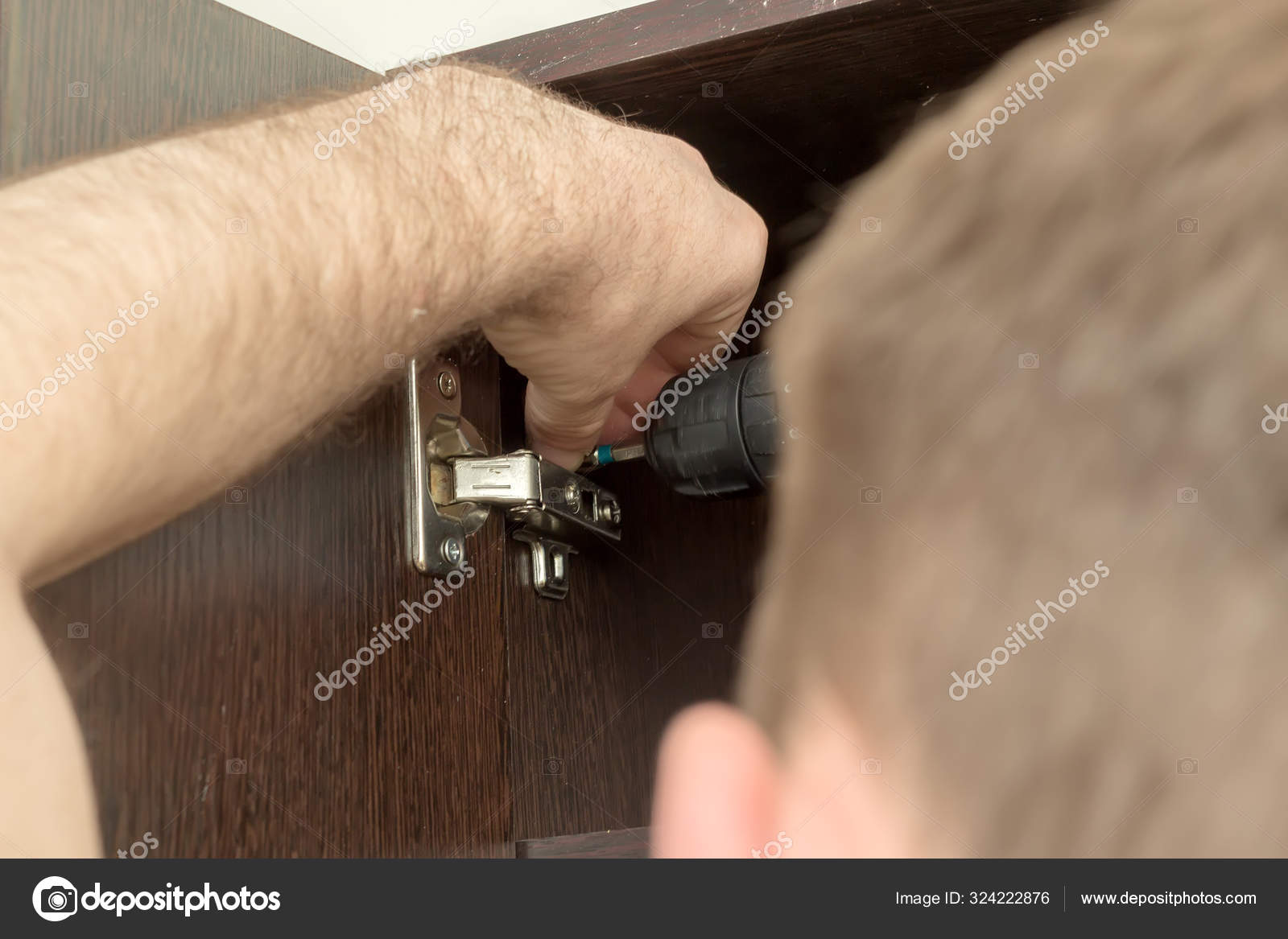 Adjusting Fixing Cabinet Door Hinge Stock Photo C Rokab 324222876