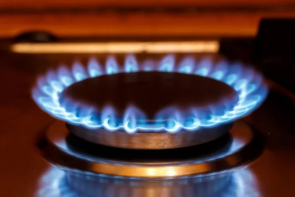 Gas burner flame at gas stove