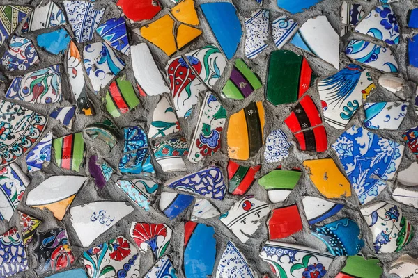 Colorful shards of ornamental floral traditional ceramic, reused