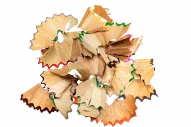 Pencil shaving on white background