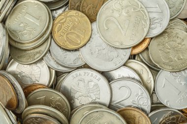 Arka plan sikkeler farklı mezhep Rus ruble