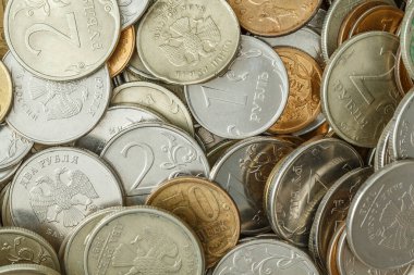 Arka plan sikkeler farklı mezhep Rus ruble