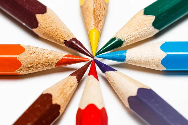 Color pencils on white background — Stock Photo, Image