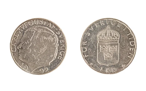 Švédská mince, nominální hodnota 1 korun, — Stock fotografie
