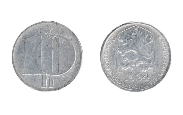 Moeda da Checoslováquia, o valor nominal de 10 haleru — Fotografia de Stock