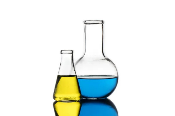 Chemical vessels with colorfull liquids — 스톡 사진