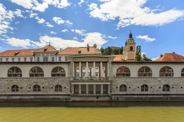 City of Ljubljana historic riverfont view — Stock Photo, Image