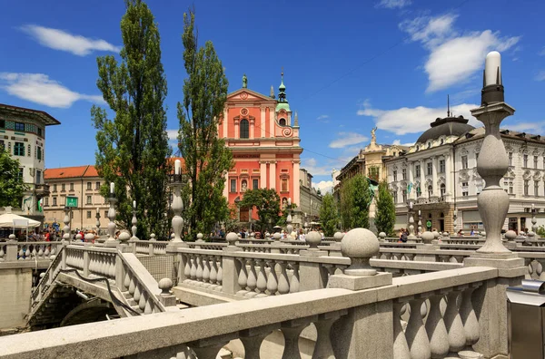 The Franciscan Church of the Annunciation in center of Ljubljana — Stock Photo, Image