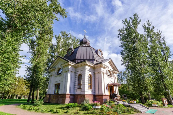 Chapelle Temple Toussaint Dans Pays Russe Éclairé Parc Victoire Moscou — Photo