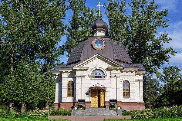 Cappella Tempio Tutti Santi Nella Terra Russa Illuminato Mosca Parco — Foto Stock