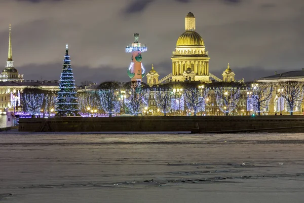 Karácsonyi Petersburg Vaszilij Szigeten Éjszakai Nézet Nyárson — Stock Fotó