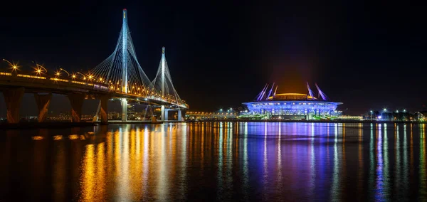 Russia Saint Petersburg September 2017 Bridge Gulf Finland Football Stadium — Stock Photo, Image