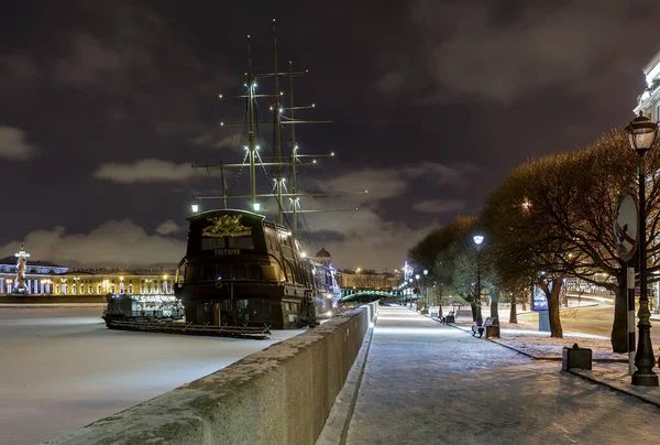 Russland Sankt Petersburg Januar 2017 Mytninskaya Kai Schwimmendes Restaurant Der — Stockfoto