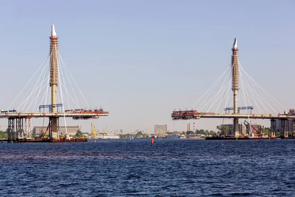 Saint Petersburg Rússia Maio 2016 Construção Diâmetro Ocidental Alta Velocidade — Fotografia de Stock