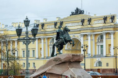 Saint Petersburg, Rusya - 24 Ekim 2015: Büyük Rus İmparatoru Peter 'ın Anıtı, Bronz Süvari olarak bilinir.