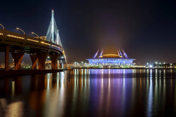 Russia Saint Petersburg Settembre 2017 Ponte Sul Golfo Finlandia Stadio — Foto Stock