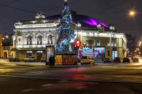 Szentpétervár Oroszország 2017 December Karácsony Szentpétervár Fontanka Cirkusz Épülete — Stock Fotó