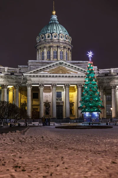 Szentpétervár Oroszország December 2017 Kazan Cathedral Saint Petersburg Night Christmas — Stock Fotó