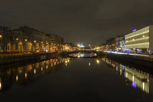 Saint Petersburg Rusya Aralık 2017 Lomonosov Köprüsünün Fontanka Nehri Üzerindeki — Stok fotoğraf