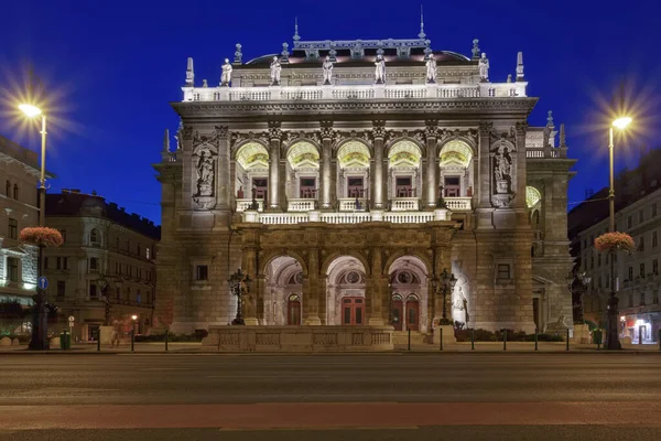 Maďarské Národní Divadlo Budapešti Noční Pohled — Stock fotografie